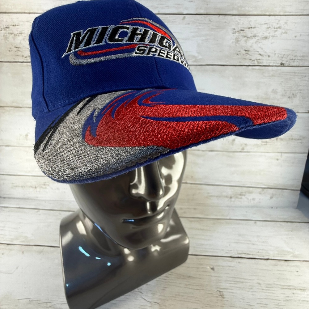 H3 Sportgear Michigan Speedway Hat Blue Embroidered Racing Baseball Cap Adj